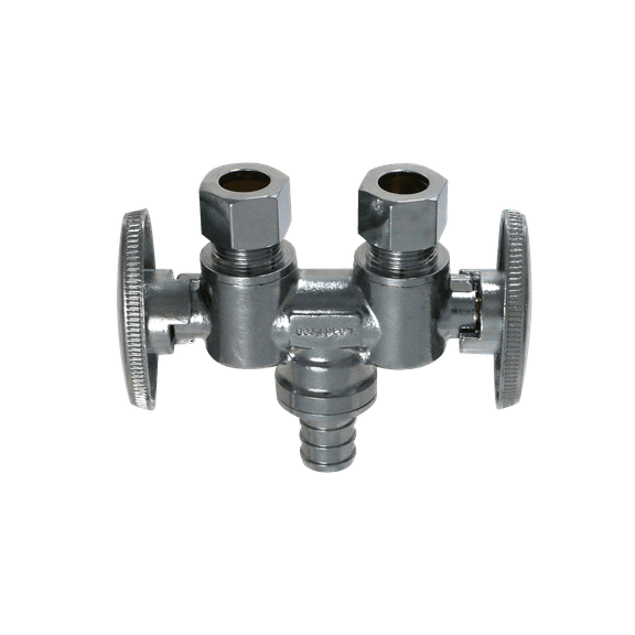 5 Pcs XFITITNG OD Compression 3/8 Inch x 3/8 Inch OD Compression x 1/2 Inch Pex Dual Straight Valve, 2-3-1=5XX