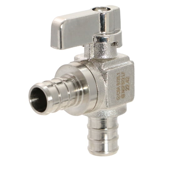 5 Pcs XFITTING Barb Crimp 1/2 Inch Pex Mini Angle Ball Valve, Full Port, 1/4 Turn, Brass, 24-1-2=5X