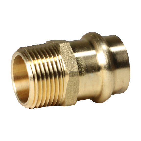 5 Pcs XFITTING Brass Press 3/4 in x 3/4 in Male NPT Press Coupling, Brass Press MNPT Coupling,