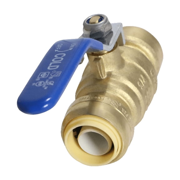 5 Pcs XFITTING Push Fit 3/4 Inch x 3/4 Inch Push Fit Ball Valve Blue, Cold,