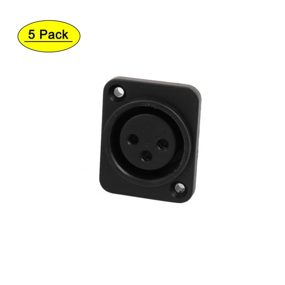5 Pcs XLR Female Chassis Panel Mount Socket Black Audio MIC 3 Terminals