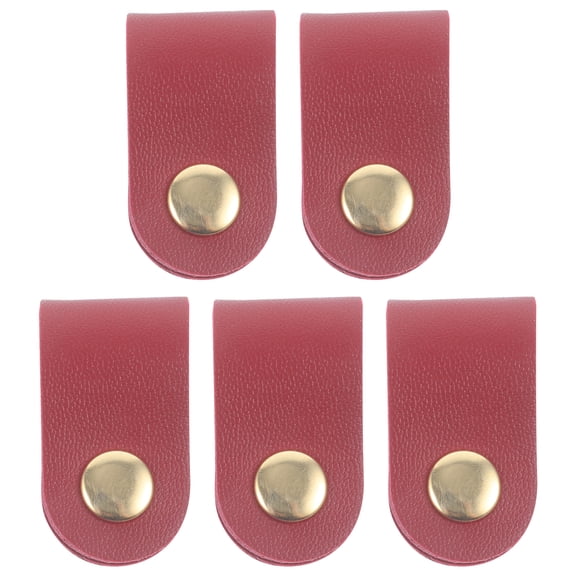 Masteelf Cable Organizer with Artificial Leather Straps for Home Dark Red Easily Wrap Cables 5pcs