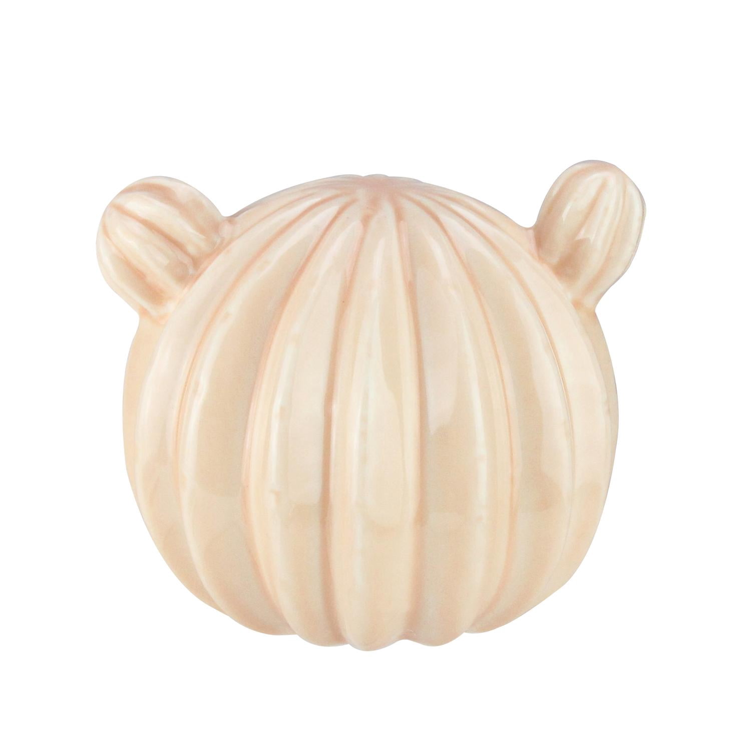 5" Peach Textured Stripe Ceramic Cactus Decoration
