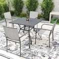 thumbnail image 1 of 5-Peices Outdoor Patio Dining Set Stacking Chairs and Square Table Furniture Set for 4 Person, 1 of 7