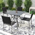 thumbnail image 1 of 5-Peices Outdoor Patio Dining Set Stacking Chairs and Square Table Furniture Set for 4 Person, 1 of 7