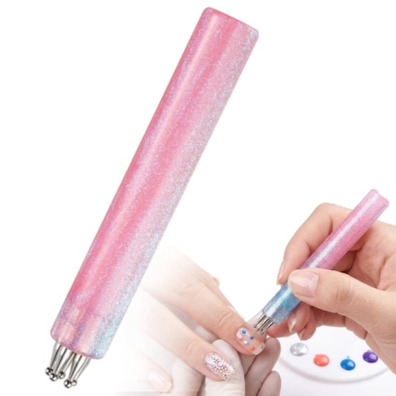 5 Petal Flower Nail Dotting Pen, Manicure Art Tools, Easy Control Stainless Steel Ball, 1.8mm Fine Tip Rhinestone Precision Markers, for Paintin-g, Sculpting, Rhinestones DIY and Salon Home
