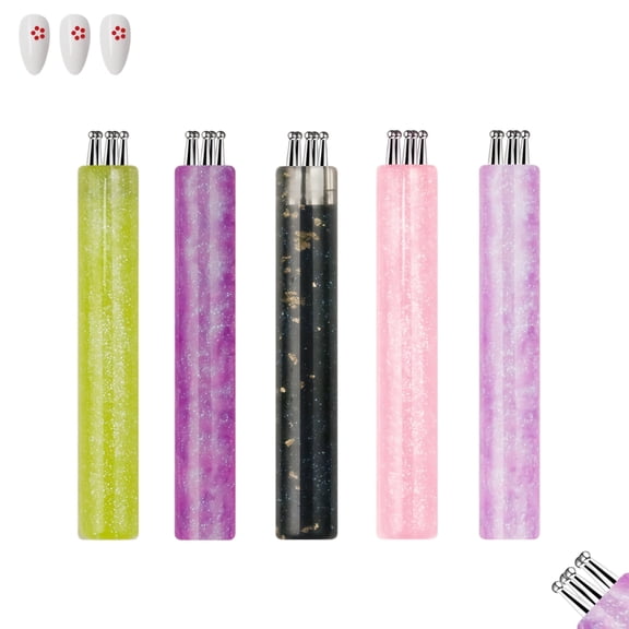 5 Petal Flower Nail Dotting Pen, Nail Polish Dotting Tool, One Stroke Flower Design Tool, 1.8mm Fine Tip Rhinestone Pickers for Women Adults DIY Fingernail Craft