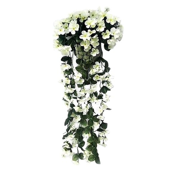 5-Petal Spider Plant Hanging Flower Bouquets,Artificial Greenery for Garden Flower Hedges & Outdoor Fence Decor,Fake Hanging Plants for Home Garden Patio Wall Decor(White)