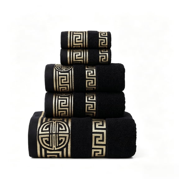 5-Piece Cotton Bath Towel Set, 430 Gsm,Soft Absorbent Bathroom Towels, 1 Bath+2 Hand+2 Wash Cloths