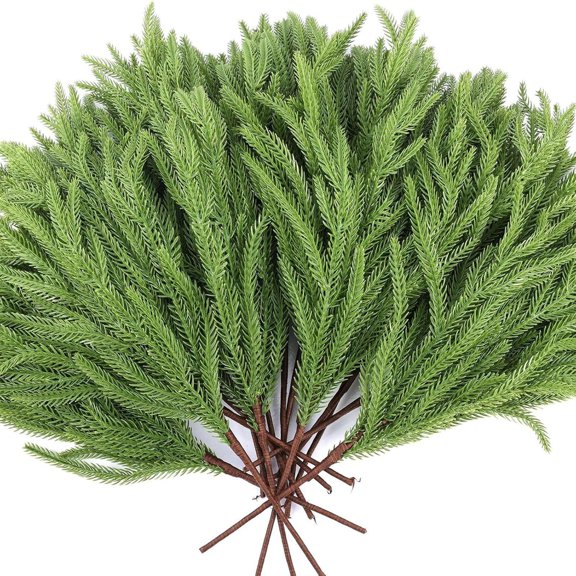 5 Piece 18inch Christmas Norfolk Pine Branches Pine Stems for Xmas DIY Crafts Garland Wreath- Christmas Deco