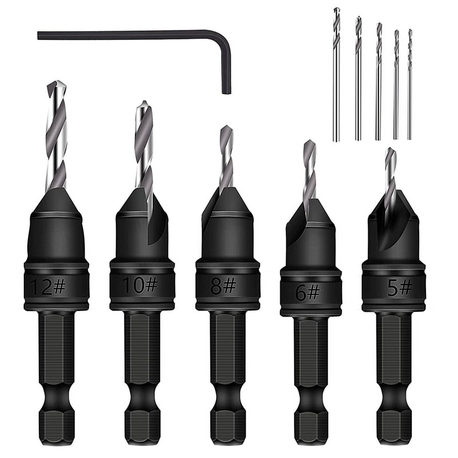 5-Piece 3/8-Inch Quick-Change 82° Chamfer Adjustable Drill Bits,HSS ...