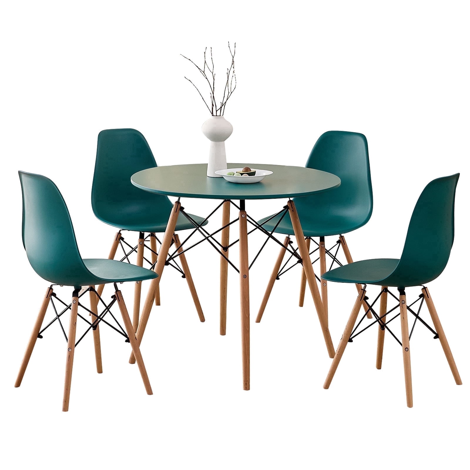 5 Piece 31.5'' Round Dining Table Set for 4, Kitchen Table & Chairs Set ...