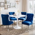 thumbnail image 1 of 5-Piece 31.5" Round Dining Table Set, Mid-Century Modern All-Metal Kitchen Table with Velvet Nailhead Trim Chairs & Stainless Steel Legs, for 4, Small Spaces, Apartments, Living Room, 1 of 7