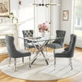 thumbnail image 1 of 5-Piece 36" Square Glass Dining Table for 4, Clear Tempered Glass Top & stainless steel Metal Legs Dining Table with Dining Chairs for Dining Room, Kitchen, Meeting Room, 1 of 9