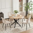 thumbnail image 1 of 5 Piece 39" Round Mid-Century Dining Table Set for 4, with 4 Boucle Upholstered Chairs, Compact Kitchen Table for Small Space, Apartment Living Room, 1 of 9