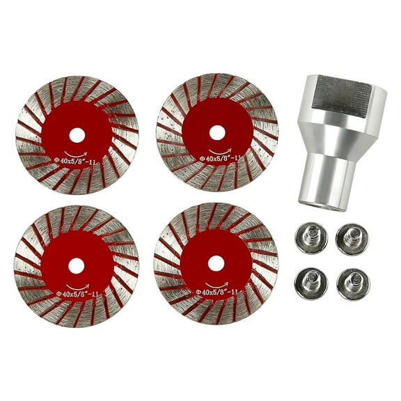 5-Piece 40mm Diamond Saw Blade & Sanding Disc Kit with 5/8-11 Thread Removable Flange, for Granite Marble Tombstone Beveling Carving Lettering Stone Processing Tools