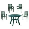 thumbnail image 1 of 5 Piece 42" Round Resin Patio Table and 4 Resin Dining Arm Chair Set in Green, 1 of 4