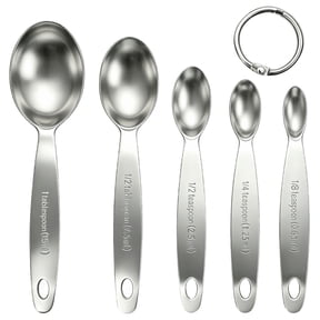 Hima Shilajatun Measuring Spoons Set, 5-Piece Stainless Steel Narrow Oval Spoons for Spice Jars, 1/8 Tsp