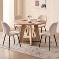 thumbnail image 1 of 5 Piece 47'' Round Dining Table Chairs Set for 4, Farmhouse Oak Kitchen Table with 4 Boucle Mid Century Modern Dinning Room Chairs, Wood Dinner Table &Upholstered Chair Set of 4, Beige, 1 of 8