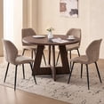 thumbnail image 1 of 5 Piece 47'' Round Dining Table Chairs Set for 4, Farmhouse Oak Kitchen Table with 4 Scandi Mid Century Modern Dinning Room Chairs, Wood Dinner Table &Upholstered Fabric Chairs Set of 4, Brown, 1 of 8