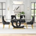 thumbnail image 1 of 5-Piece 70" Glass Dining Table Set, Tempered Glass Top with OC Shape Frame & Stainless Steel Base, 4 Velvet Chairs with Stainless Steel Legs, 1 of 7