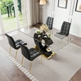 thumbnail image 1 of 5-Piece 70" Glass Dining Table set，Tempered Glass Tabletop with OC Shape Frame & Stainless Steel Base, 4 PU Chairs with Metal Legs, 1 of 8