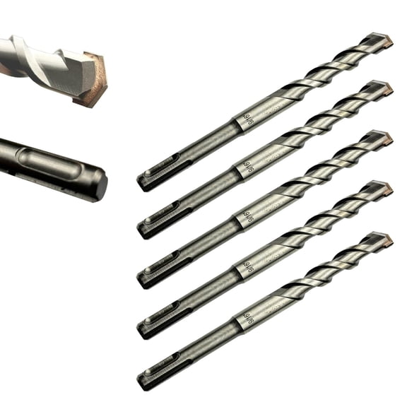 5-Piece 9/16 inch x 6 Inch SDS Plus Rotary Hammer Drill Bits Carbide Tipped Concert Drill Bits for Concrete, Brick, Cement Walls, Stone, Hammer Drill Bits for Concrete
