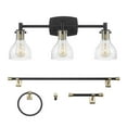 thumbnail image 1 of Globe Electric Modern Farmhouse Style 5-Piece Matte Black Bath Set with 24" 3-Light LED Vanity Light, 1 of 8