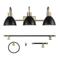 thumbnail image 1 of Globe Electric Modern Minimalist 5-Piece Matte Brass Bathroom Set with 24" 3-Light LED Vanity Light, 1 of 11