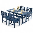 thumbnail image 1 of 5-Piece All-Weather HDPE Patio Dining Set for 4 with Umbrella Hole (Blue), 1 of 13