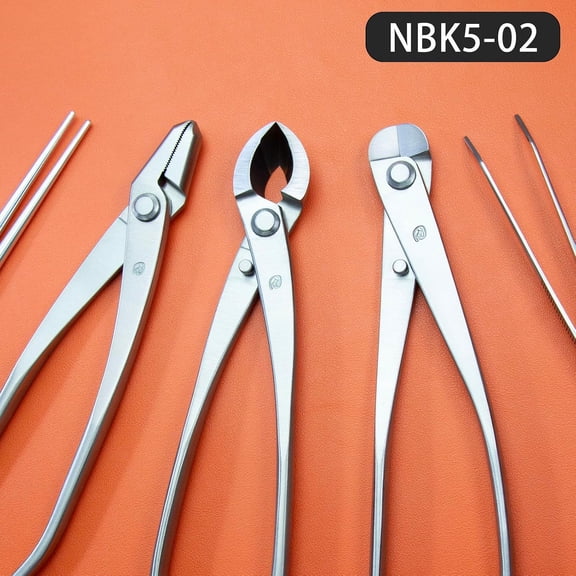 5-Piece Alloy Steel Bonsai Tool Kit with Wire Cutter, Jin Plier, Hook & Tweezers for Precision Pruning