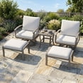 thumbnail image 1 of 5 Piece Aluminum Outdoor Patio Furniture Set, Swivel Rocker Patio Chairs with Ottomans and Side Table, Balcony Furniture, Patio Conversation Set for Porch Garden, 1 of 6