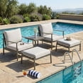 thumbnail image 1 of 5-Piece Aluminum Patio Conversation Set, Patio Furniture Set with Rope Back Armchairs & Ottomans with 4" Cushions, 1 of 7