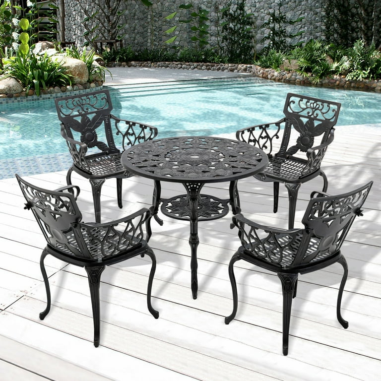 5-Piece Aluminum Patio Dining Set, Outdoor Patio Furniture Set