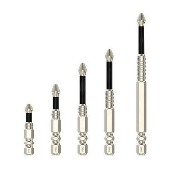 5-Piece Anti-Slip PH2 Impact Driver Bit Set, Upgraded High-Torque Magnetic Screwdriver Bit Kit for Professional Trades and DIY