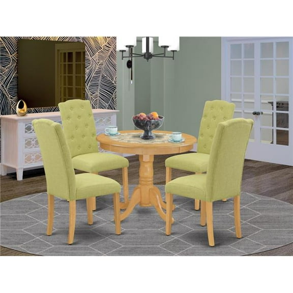 5 Piece Antique Dining Set - Oak & Limelight