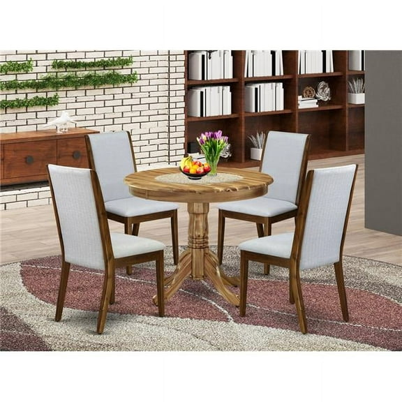 5 Piece Antique Modern Dining Table Set - Gray, Antique Walnut & Natural