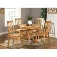 thumbnail image 1 of 5 -Piece Antique Round Kitchen 36 in. Table and 4 Chairs with Wood seat, 1 of 1