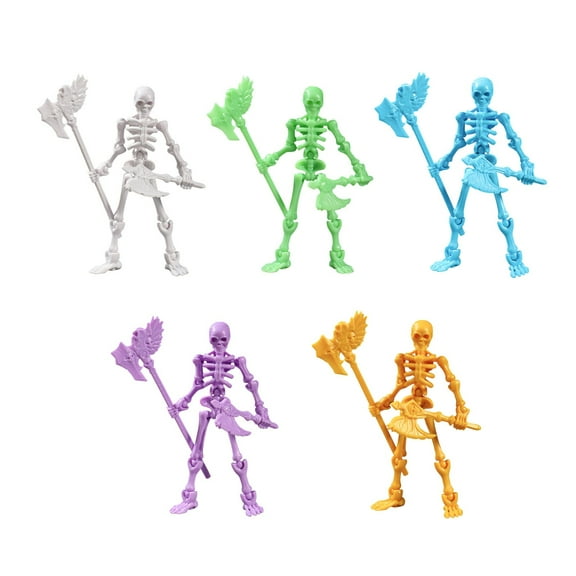 5 Piece Articulated Skeleton Action Figures With Detachable Weapons, Posable Joints For Creating Dynamic Scenes And Displays, Collectible Toys For Diy