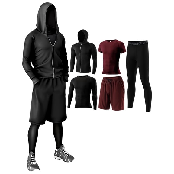 5-Piece Athletic Set for Running, Cycling, Basketball & Training, Quick-Dry Breathable Outdoor Sports Set