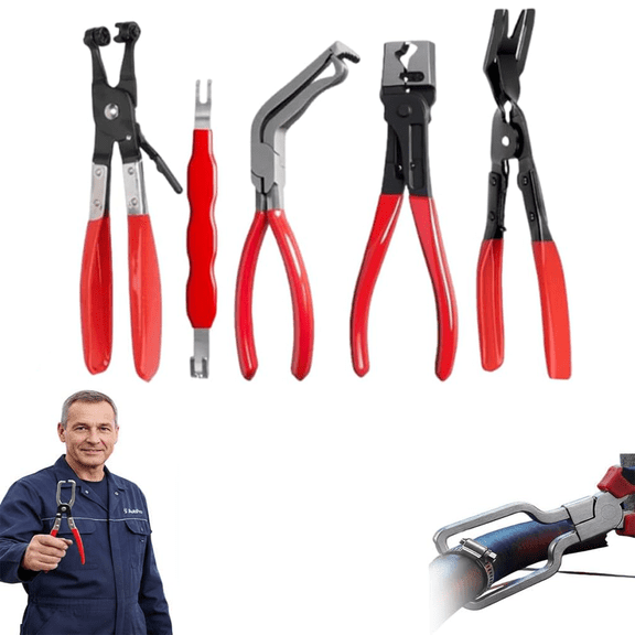 5-Piece Automotive Electrical Disconnect Pliers Kit, High-Carbon Steel 60 Angled Connector Separator, Trim Clip Removal Tools, Plug Release Wire Terminal Remover for Auto Repair(wwx)