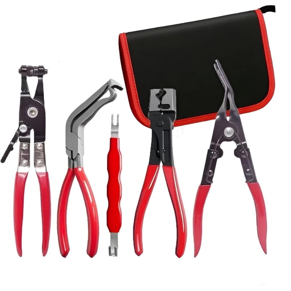 5-Piece Automotive Electrical Disconnect Pliers Kit, Hose Clamp Pliers Set, Terminal Removal Tool for Car Wire Harness, Sensor Plug & Trim Clip - Professional Auto Repair Tools (1 Set)