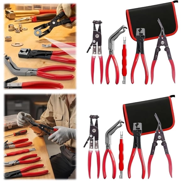 5-Piece Automotive Electrical Disconnect Pliers Kit, Hose Clamp Pliers Set, Terminal Removal Tool for Car Wire Harness, Sensor Plug & Trim Clip - Professional Auto Repair Tools (2 Sets)