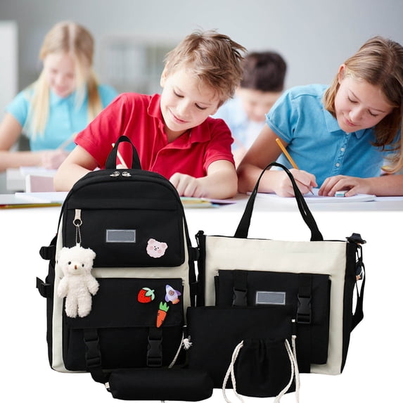 5-Piece Backpack Set Cute Backpack,Large Capacity Daypack Schoolbag,Messenger Bag Shoulder Bag,Closure Bag,Pencil Case,Handbag,Laptop Bag