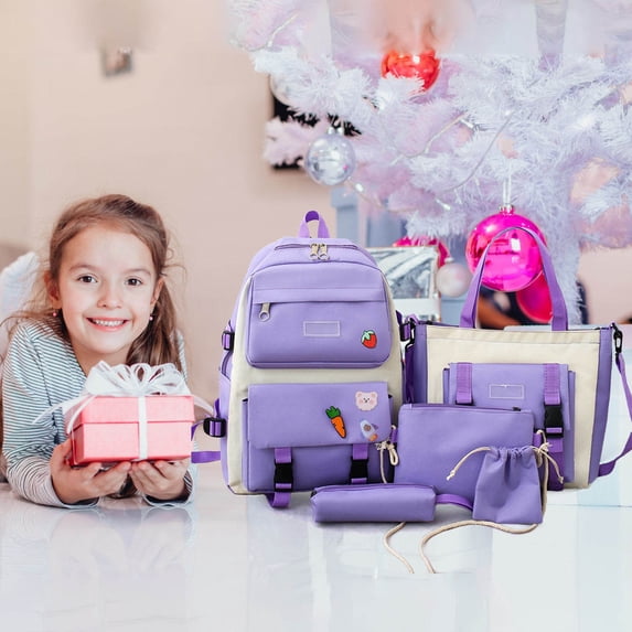 5-Piece Backpack Set Cute Backpack,Large Capacity Daypack Schoolbag,Messenger Bag Shoulder Bag,Closure Bag,Pencil Case,Handbag,Laptop Bag