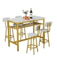 thumbnail image 1 of 5 Piece Bar Table Set, Kitchen Bar Table and Chairs Set of 4, Modern Metal Counter Height Table with Stools for Dining Room, Living Room Breakfast Table, 1 of 10