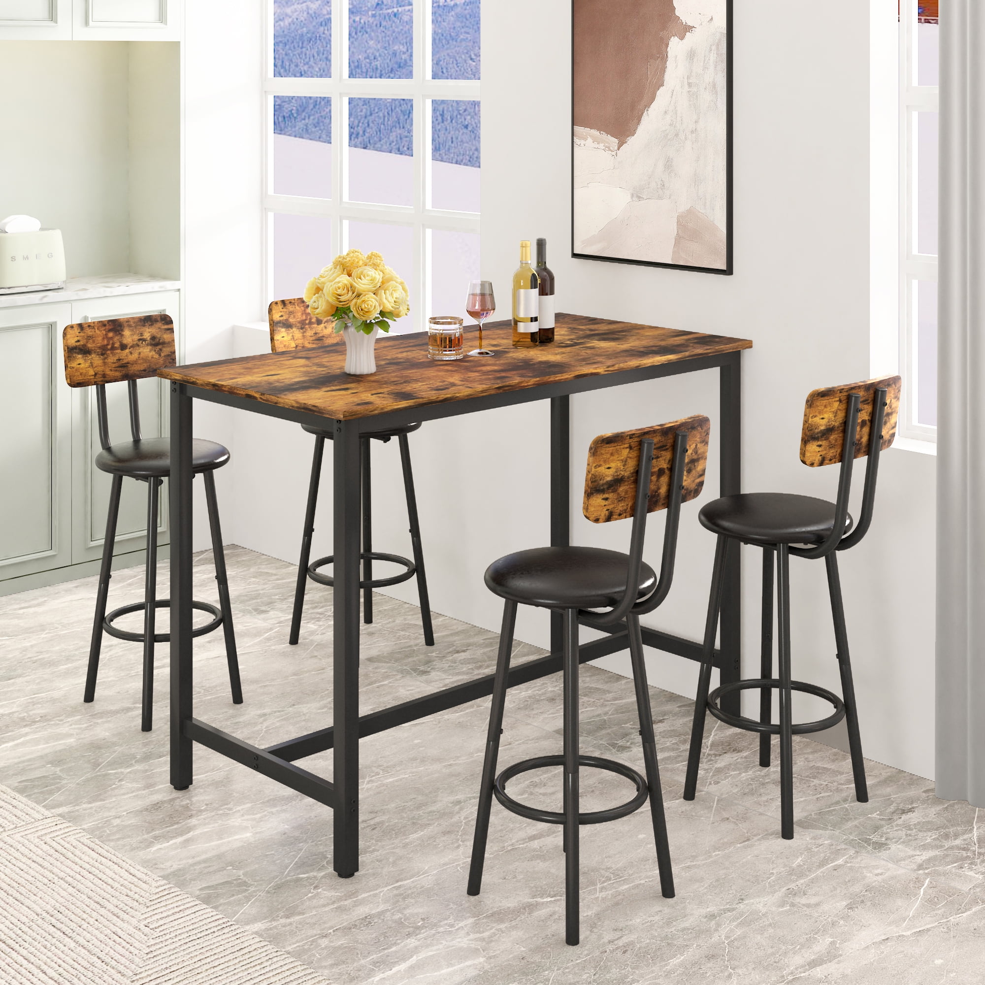 Modern 5-Piece Bar Table Set with Counter Height Jamaica Ubuy