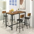 thumbnail image 1 of 5 Piece Bar Table Set, Modern Counter Height Dining Set, Home Dining Table and Chairs Set for 4, Kitchen Breakfast Table Set with 4 Cushioned Stools, Bistro Pub Table Set, Rustic Brown, 1 of 12