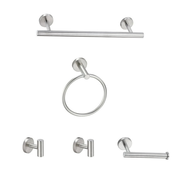 5-Piece Bath Hardware Set 16 in. with Mounting Hardware in Brushed Nickel