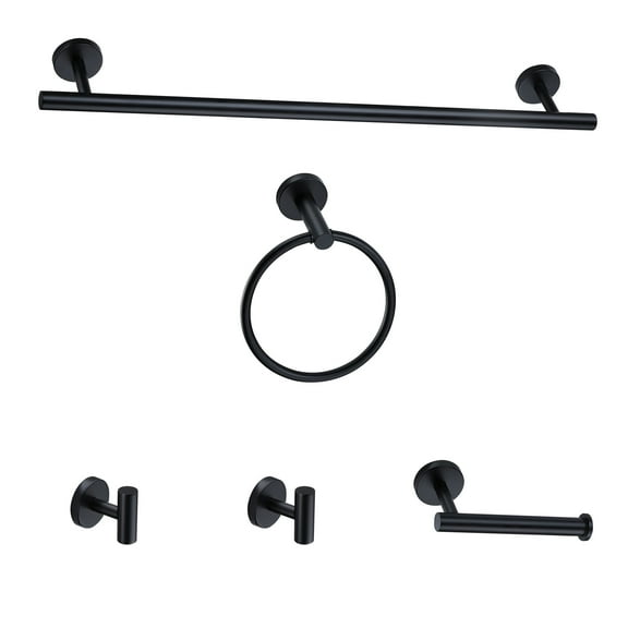 5-Piece Bath Hardware Set 24 in. with Mounting Hardware in Matte Black